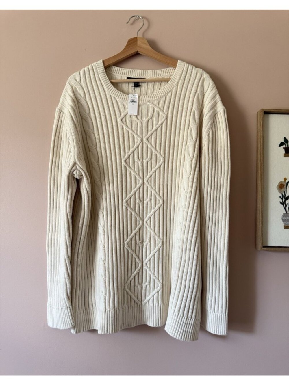 Banana Republic Cotton Fisherman Chunky Knit Crewneck Pullover Sweater XXL NWT